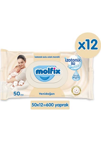 Molfix İzotonik Sulu Islak Mendil Yenidoğan 600 Adet ürün görseli