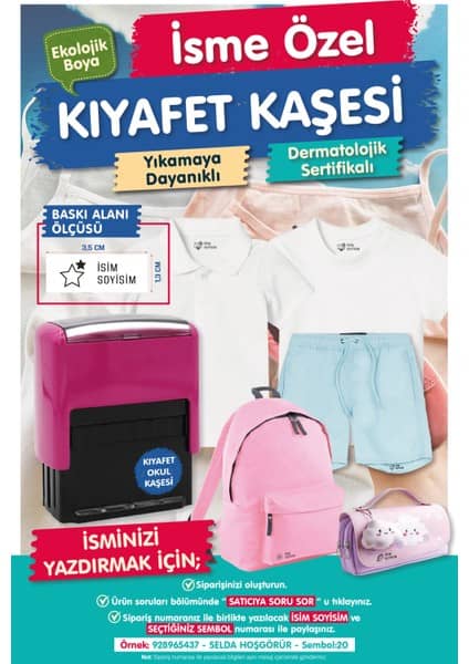 Tuğset Etiket Kıyafet Kaşesi Okul Kaşesi -T533 ürün görseli