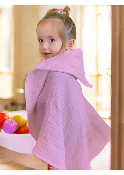 Joyous Mom Kids Dört Katlı Müslin Bebek Çocuk Havlu Kundak Banyo Havlusu Pamuk Plaj Havlusu Panço 4 Katlı