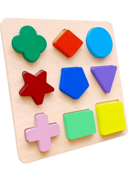 Hamaha Wooden Toys Doğal Ahşap Eğitici Oyuncak Yıldız Geometrik Şekiller Renkli Bultak HMH-086