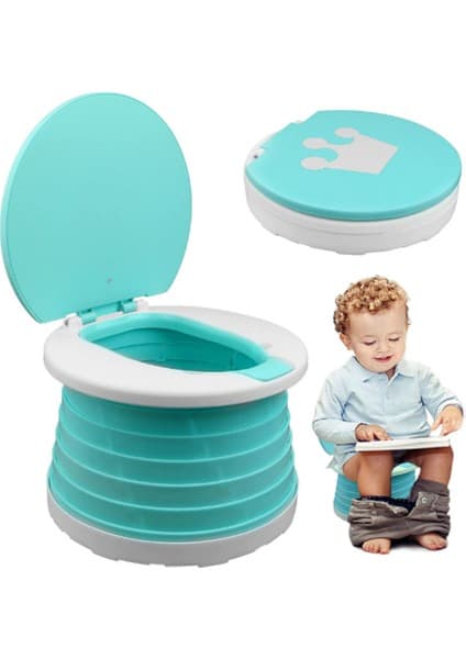 Mooiebaby's Katlanabilir Çocuk Tuvaleti, Çok Fonksiyonlu Alıştırma Tuvaleti, Carry Potty , Taşınabilir Lazımlık(Yeşil)