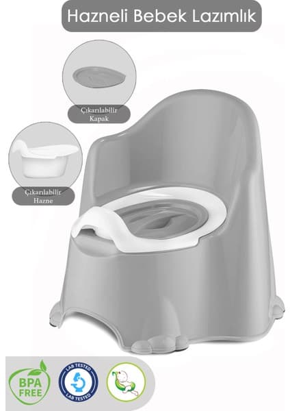 Meleni Baby Comfort Taşınabilir Lazımlık – Çocuk Tuvalet Eğitimi Alıştırma Lazımlığı Gri