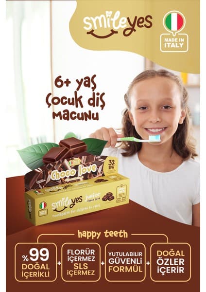 Smileyes Junior Çikolata Aromalı Çocuk Diş Macunu 6+ Yaş