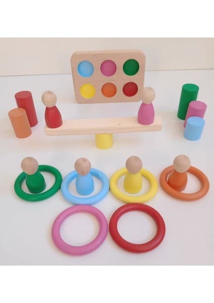 Moccotoys Montessori Halka Silindir Peg Bebek Seti - 6 Renk