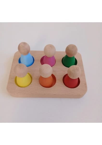 Moccotoys Peg Bebek ve Tabla Eşleştirme Waldorf İnsan Figürleri - 6 Renk
