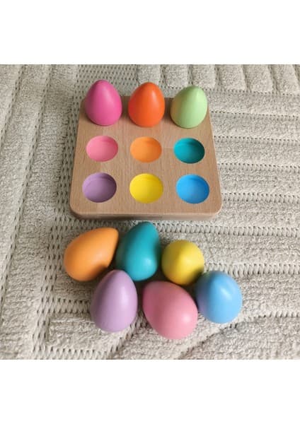 Moccotoys Montessori - Waldorf Eşleştirme Tablalı Yumurtalar T1-4 (9 Renk)
