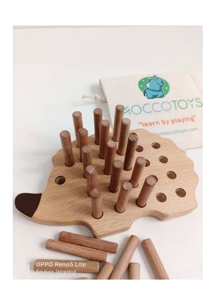Moccotoys Montessori Tak Çıkar Ahsap Kirpi Oyunu