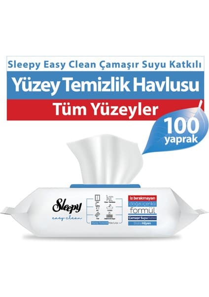 Sleepy Easy Clean Çamaşır Suyu Katkılı Yüzey Temizlik Havlusu&Mendili 100 Yaprak