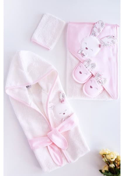 Gaye Bebe 826 Kız Bebek Pamuklu Bornoz Takımı