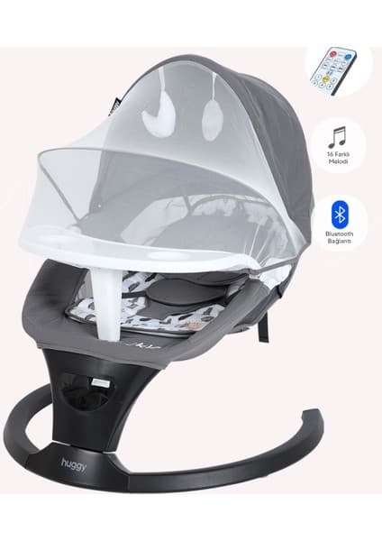 Huggy Rockie Yenidoğana Uygun Hareket Sensörlü Kumandalı Bluetooth Müzikli Mama Tepsili Ana Kucağı