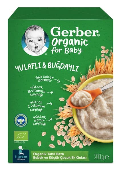Gerber Organik Yulaflı Buğdaylı Kaşık Maması 200G