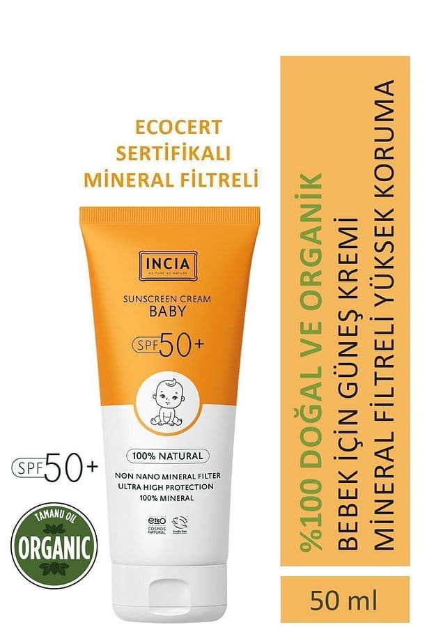 %100 Doğal Bebek Güneş Kremi-leke Karşıtı Mineral Filtreli Yüksek Koruma 50spf Uva Uvb 50ml