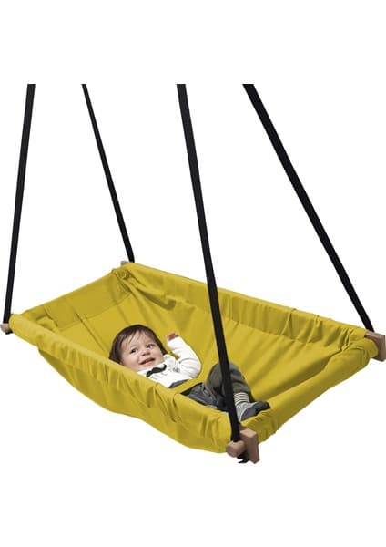 Svava Ahşap Yaylı Zıp Zıp Bebek Hamak Beşik (Sarı)