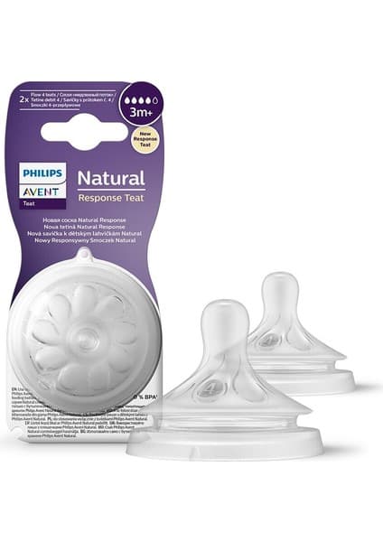 Philips Avent Natural Response 2'li Biberon Emziği, 4 Numara, 3 Ay+