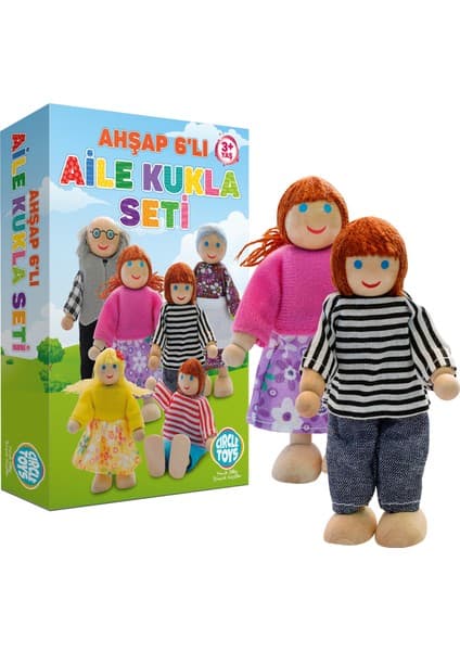 Circle Toys Ahşap 6'lı Aile Kukla Seti