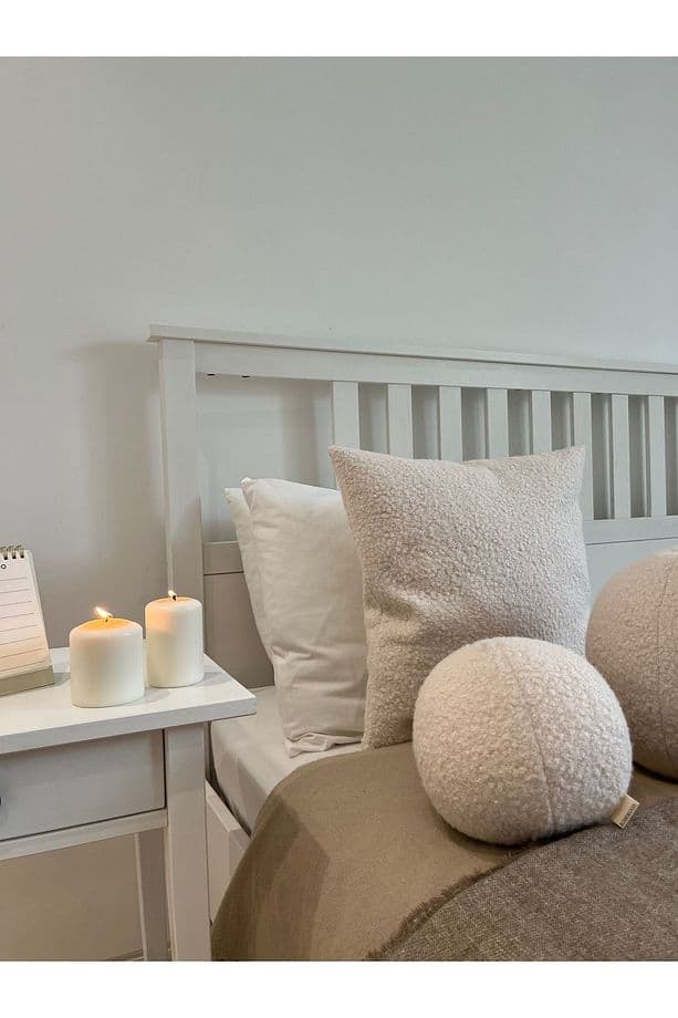 bohemoon Teddy Top Dekoratif Yastık Krem
