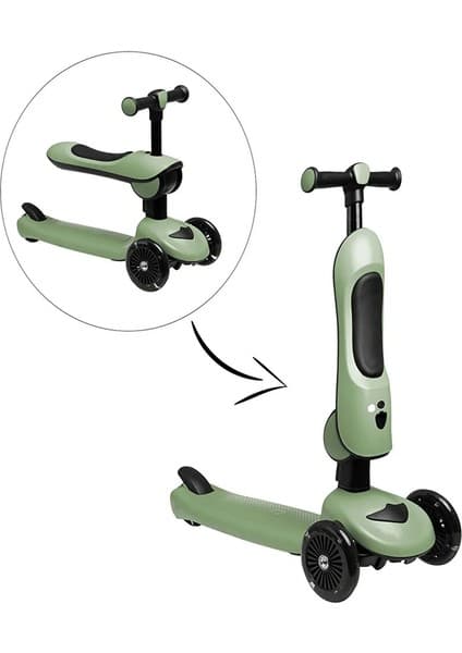 Baby Toys Funride Oturmalı, Tekerlekleri Işıklı Scooter Mint Yeşili