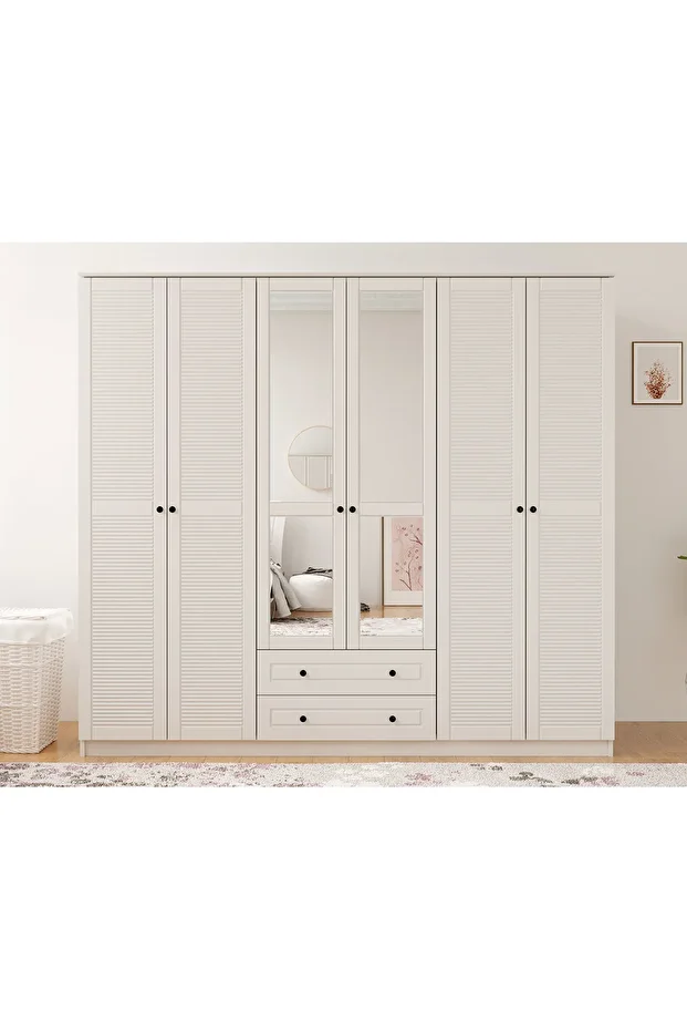 Rabi Diva Country 6 Kapak 2 Çekmeceli Aynalı Gardırop