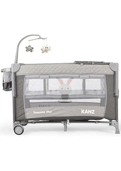 Kanz Sleepside +Plus Anne Yanı Park Yatak ve Oyun Parkı Gri