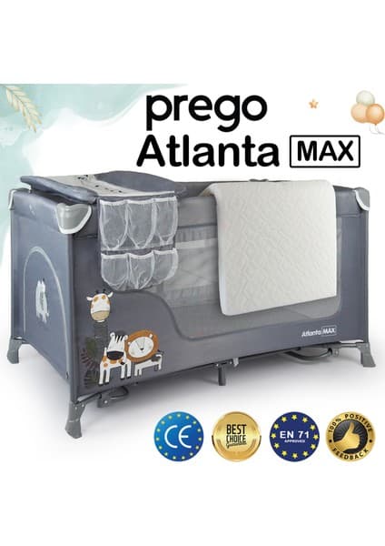 Prego Atlanta Max Alt Açma Üniteli Oyun Parkı 70 x 120 cm + Yataklı