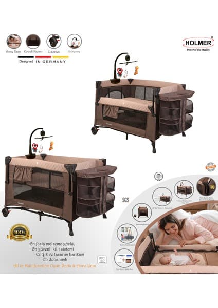 Holmer Maxi Comfort Coolstyle (Anne Yanı-Deluxe Kumaş) Premium Dönenceli Oyun Parkı/anne Yanı 70X110CM