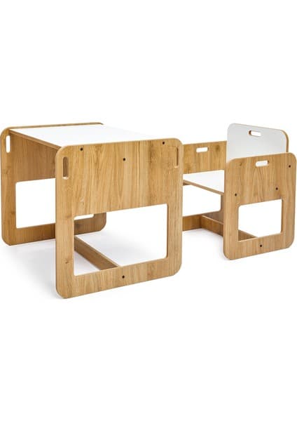 Minera 2-4 Yaş Kumru Ahşap Montessori Çocuk Oyun, Çalışma ve Aktivite Masası ve Sandalyesi