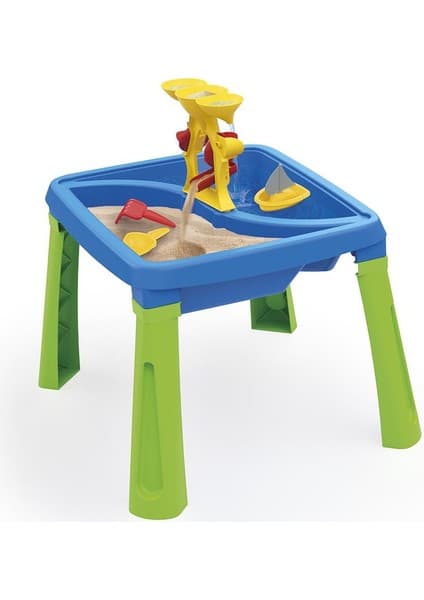 Dolu Su ve Kum Yaratıcılık Masası - Renkli Plastik, Çok Amaçlı Montessori Uyumlu Eğitici Oyun Seti, İç ve Dış Mekan için