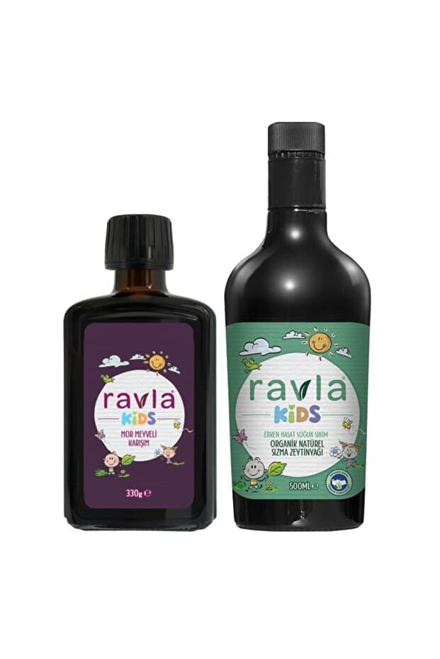 2'li Ürün - Kids Mor Meyveli Karışım 330g / Kids Yüksek Polifenollü Organik Zeytinyağı 500ml