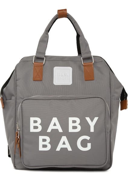 Bagmori Gri Baby Bag Baskılı Cepli Anne Bebek Bakım Sırt Çantası