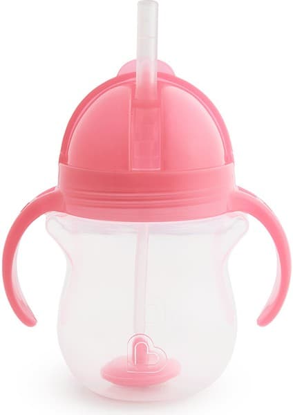 Munchkin Tıklama Kilitli Uçlu Pipetli Alıştırma Bardağı, 6AY+, 207ML, Pembe, 1 Adet