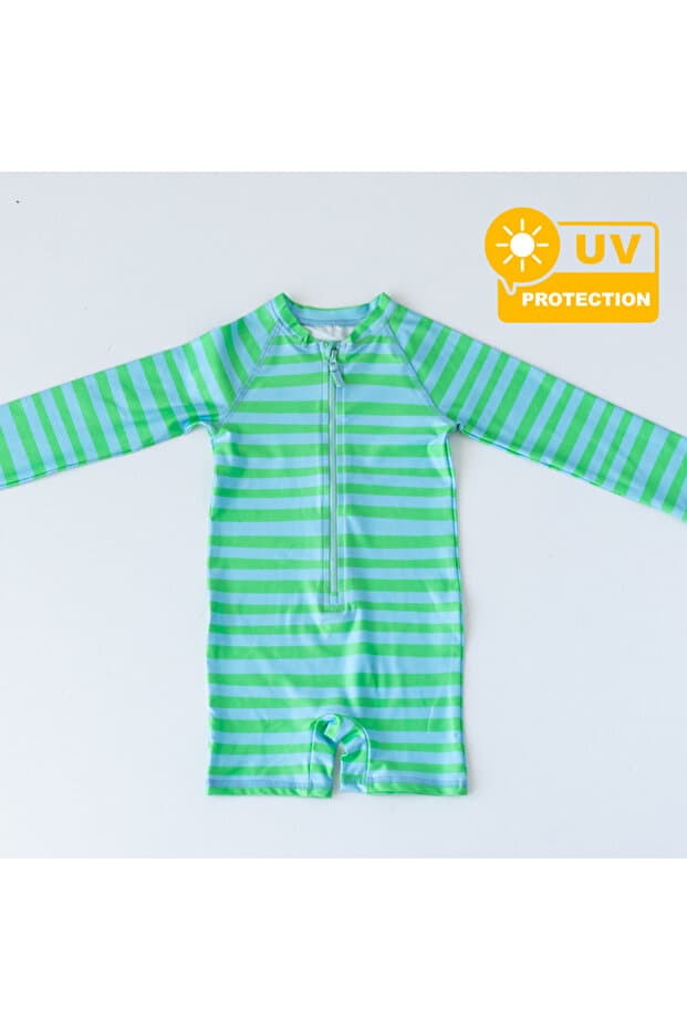 Mama Yoyo Baby Kids Önden Fermuarlı - Tulum Mayo - Çizgili