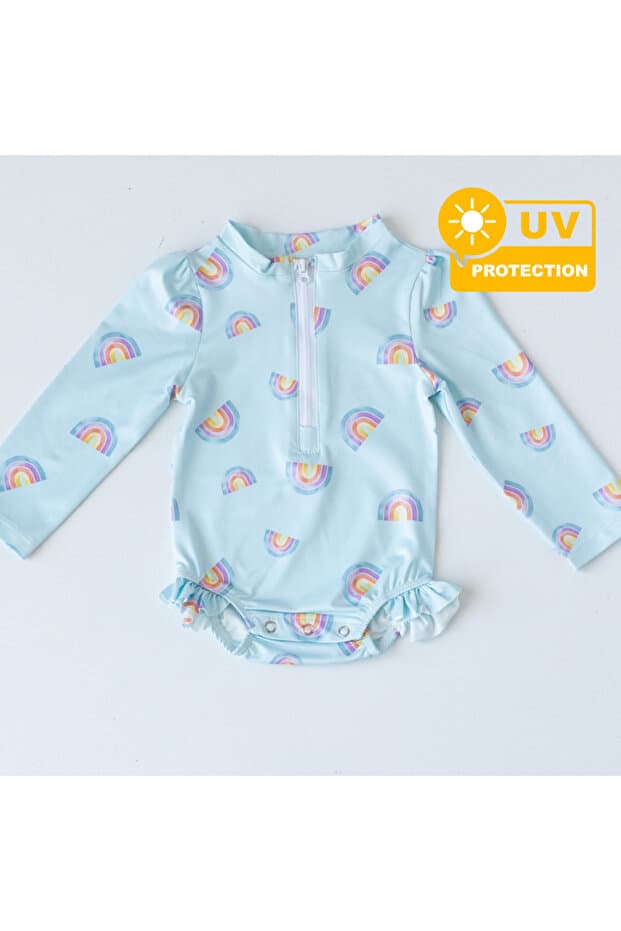 Mama Yoyo Baby Kids Önden Fermuarlı - Alttan Çıtçıtlı Mayo Gökkuşağı