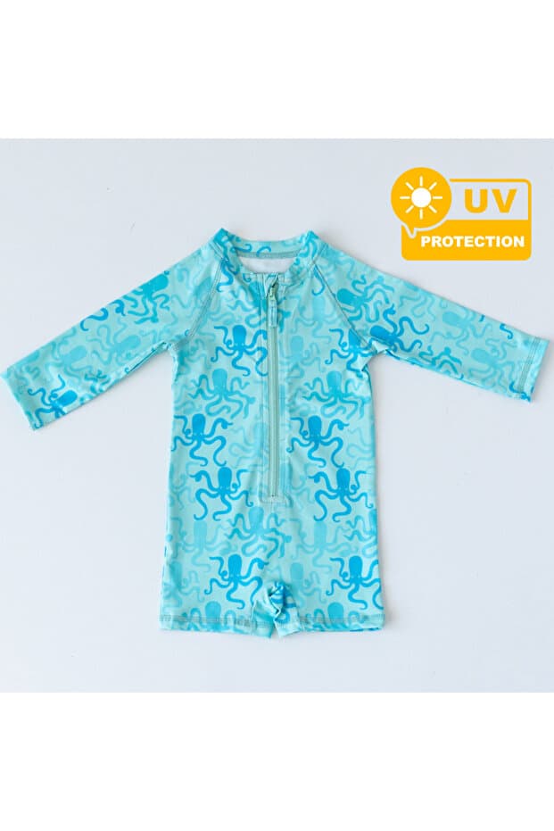 Mama Yoyo Baby Kids Önden Fermuarlı - Tulum Mayo - Ahtapot