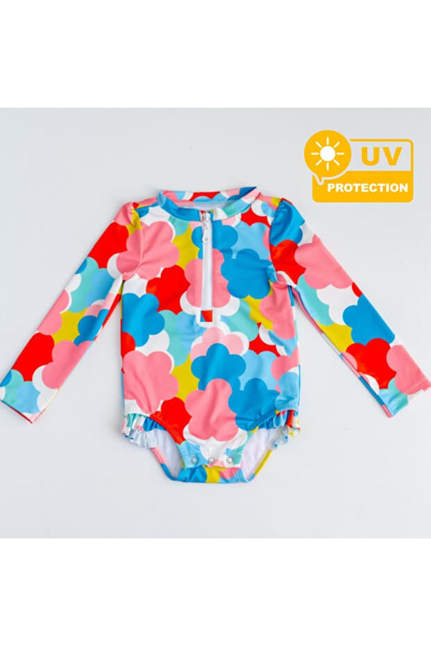 Mama Yoyo Baby Kids Önden Fermuarlı - Alttan Çıtçıtlı Mayo Floral