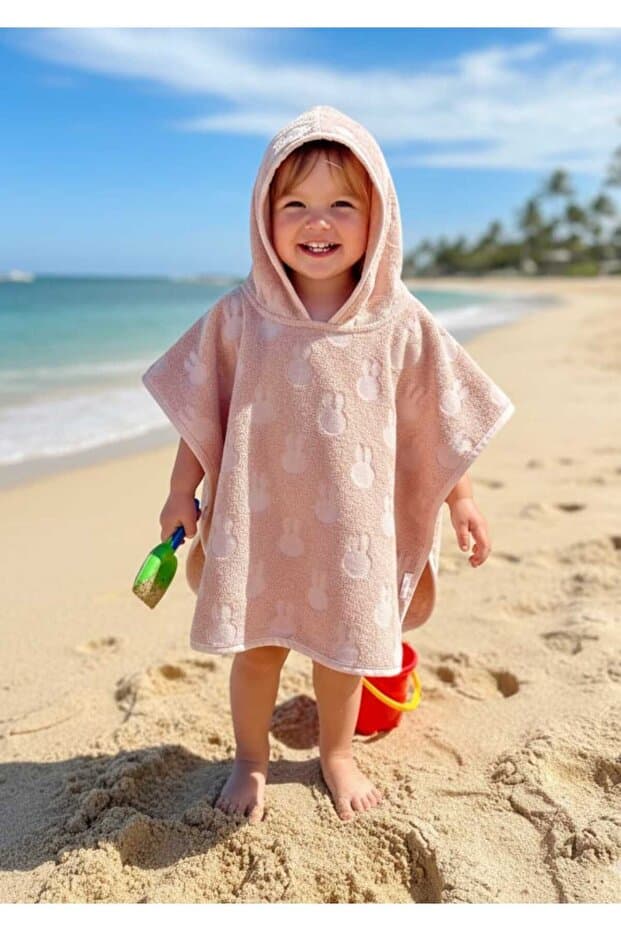 GÜRPAMUK HOME & BABY OUTLET İHRACAT %100 pamuk Kız-Erkek Çocuk Deniz, Plaj, Havuz, Banyo Havlu Panço DESENLİ /PEMBE