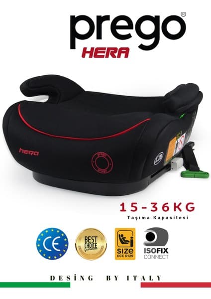 Prego Hera 15-36 kg Emniyet Kemeriyle Kullanılabilen Isofixli Yükseltici Oto Koltuğu