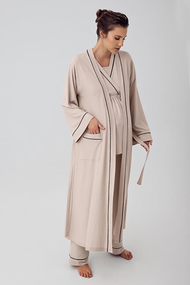 Kısa Kollu Esnek Viskoz Hamile Pijama Takımı