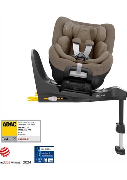 Maxi-Cosi Mica 360 Pro I-Size Dünyanın Ilk Kızaklı, Araç Dışına Çıkabilen Adac'lı Isofix'li 360 Dönebilir Yatabilir 0-18 kg Bebek Oto Koltuğu Authentic Truffle