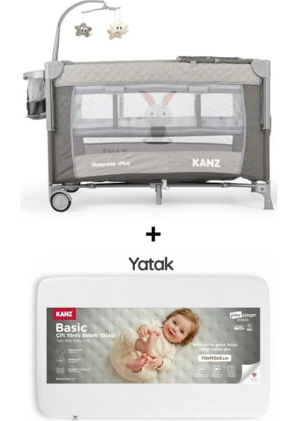 Kanz Sleepside +Plus Anne Yanı Park Yatak Gri - Yatak