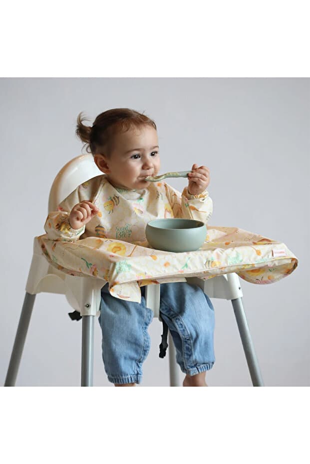 mammam always by your side Sevimli Arılar Mama Sandalyesi Önlüğü, Su Geçirmez, Leke Tutmaz, 6-30ay