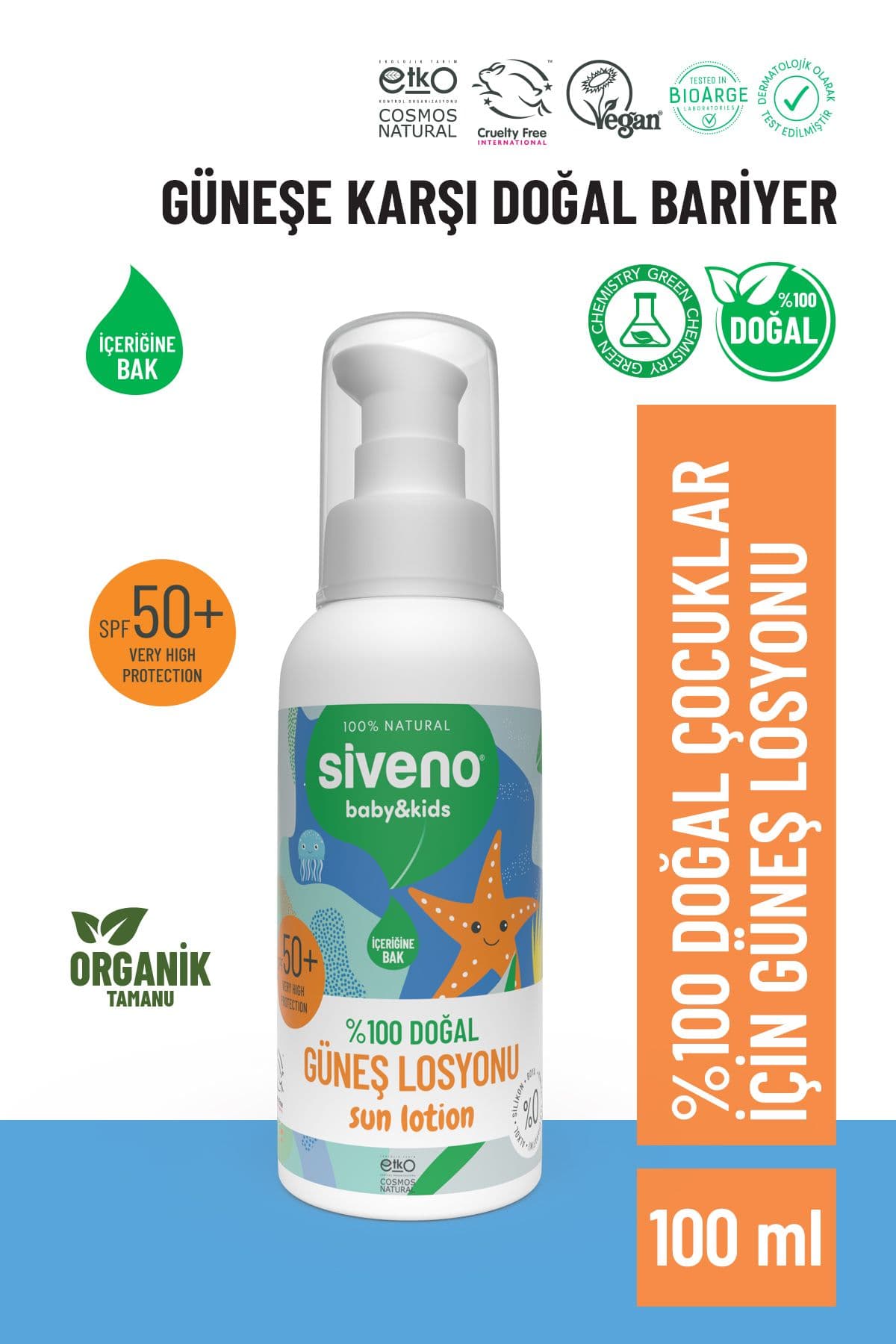 Siveno %100 Doğal Çocuk Güneş Losyonu