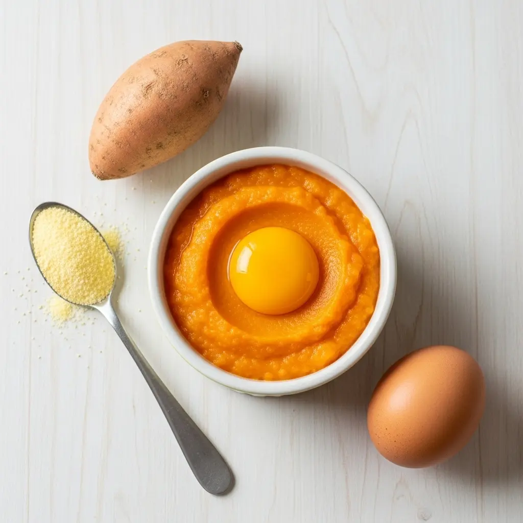 6 Aylık Bebekler İçin Besleyici Püre: Tatlı Patates, İrmik ve Yumurta Sarısı