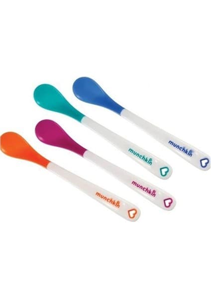 Munchkin Isı Göstergeli Yumuşak Uçlu Bebek Kaşıkları - BPA İçermez, 4 Aydan İtibaren, 4 Adet, Üst Raf Bulaşık Makinesinde Yıkanabilir