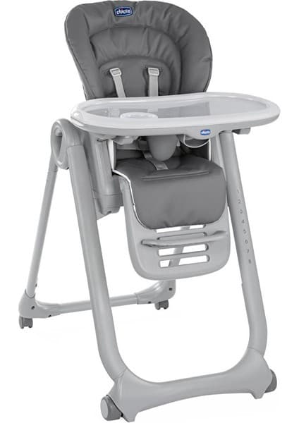 Chicco Polly Magic Mama Sandalyesi, 5 Noktalı Emniyet Kemerli, Kaymaz Ayaklı, 8 Kademeli Yükseklik Ayarlı, 6 Ay - 15 Kg, Koyu Gri