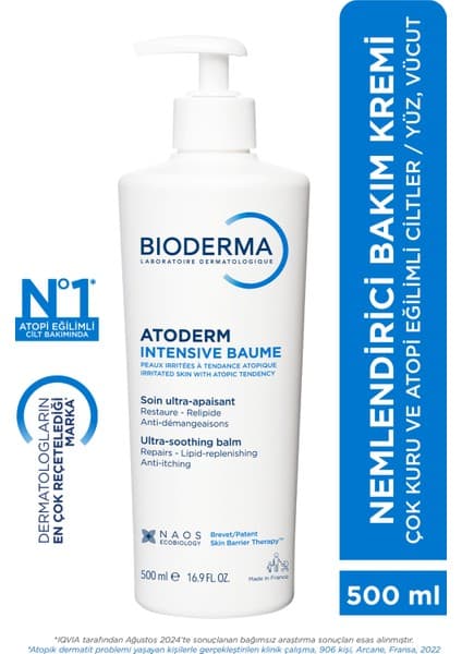 Bioderma Atoderm Intensive Balm Çok Kuru Atopi Eğilimli Cilt Nemlendirici Krem Yetişkin, Çocuk 500 Ml