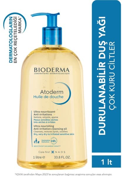 Bioderma Atoderm Shower Oil Kuru Cilt Nemlendirici ve Besleyici Duş Yağı Niasinamid Yetişkin Çocuk 1 Lt