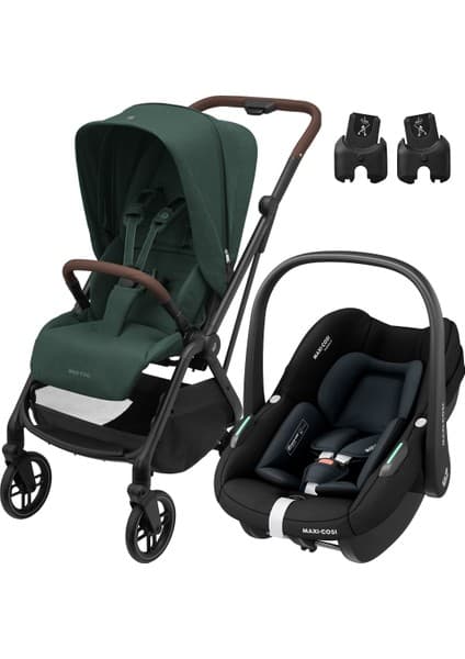 Maxi-Cosi Leona2-Pebble S Tek Elle Katlanabilen Ultra Kompakt Çift Yönlü Seyahat Sistem Bebek Arabası Green-Black