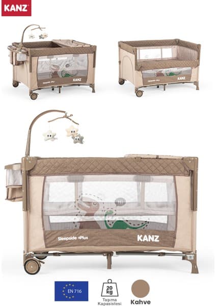 Kanz Sleepside +Plus Anne Yanı Park Yatak ve Oyun Parkı Kahve